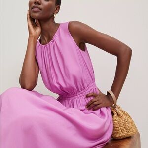 Ann Taylor Vibrant Pink Midi Dress